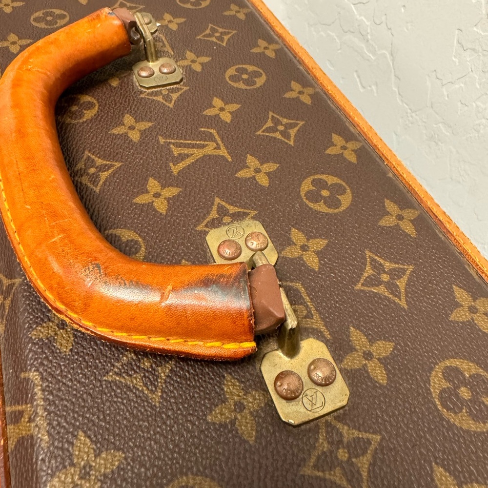 Louis Vuitton Paris Vintage Monogram Coated Leather Trim Soft Side Suitcase - Picture 13 of 14